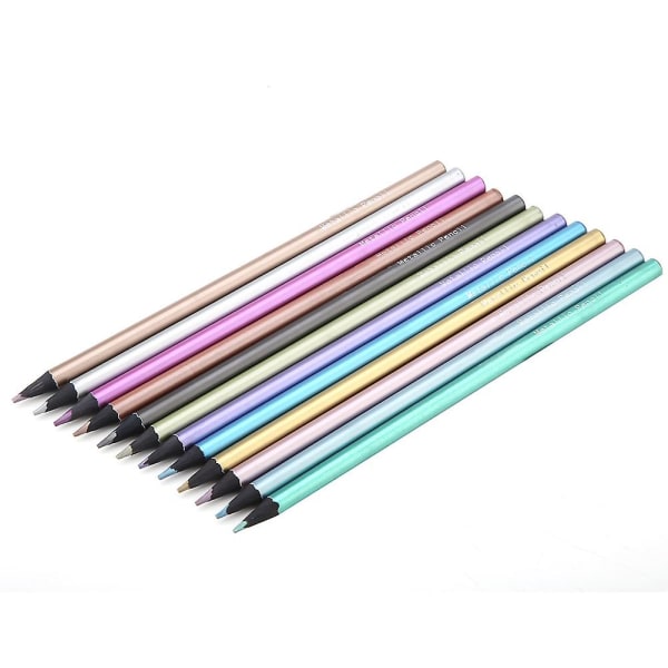 12 farger metalliske blyanter ikke giftig svart tre fargeblyanter sett for fargebøker
