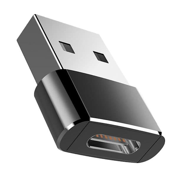 USB-sovitin - USB A-tyyppi (uros) - USB-C (naaras) - USB 3.1 Musta