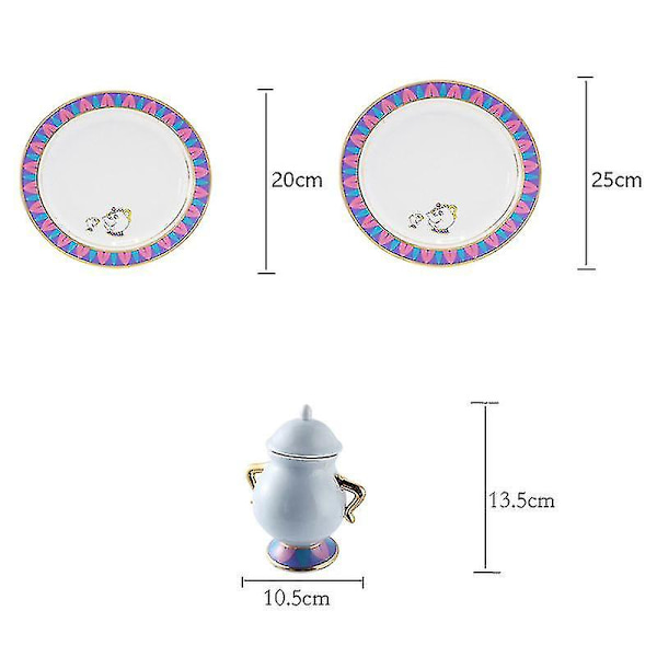 Tegneserie Skønheden og Udyret Tekande Kopsæt Fødselsdagsgave 20cm Plate