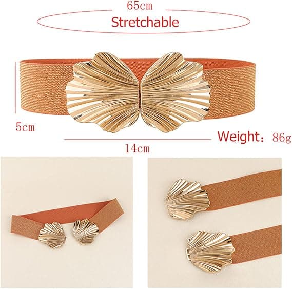 Elastisk taljebælte til kvinder, strækbare bælter til nederdele, frakke, bluse, sweater (orange)