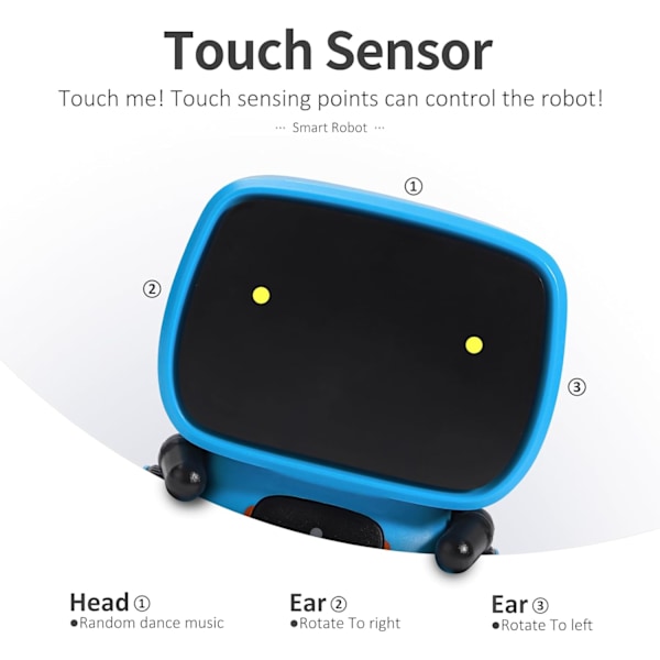 Interaktiva Smarta Robotleksaker, Robotleksaker på Engelska, Röststyrning & Beröringssensor, Dansa & Sjung & Gå, Inspelare & Prata Som Du Blue