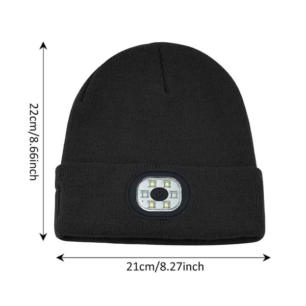 Beanie Knitted Hat With Led Light, Usb Rechargeable Winter Hands Free Ultra Bright 6 Led Headlamp Cap Flashlight Women Men Gifts