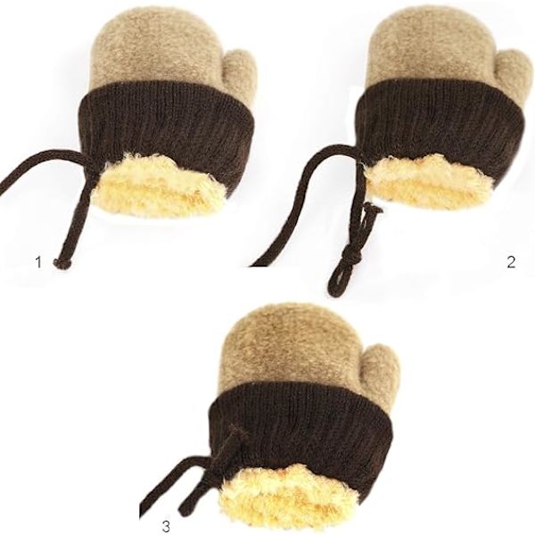 Toddler Magic Stretch Mittens Tykke Plysjforet, Vinter Baby Boys Girls Strikkede Hansker Varme Fluffy Full Finger Hansker Kaldt Vær Ski Hansker
