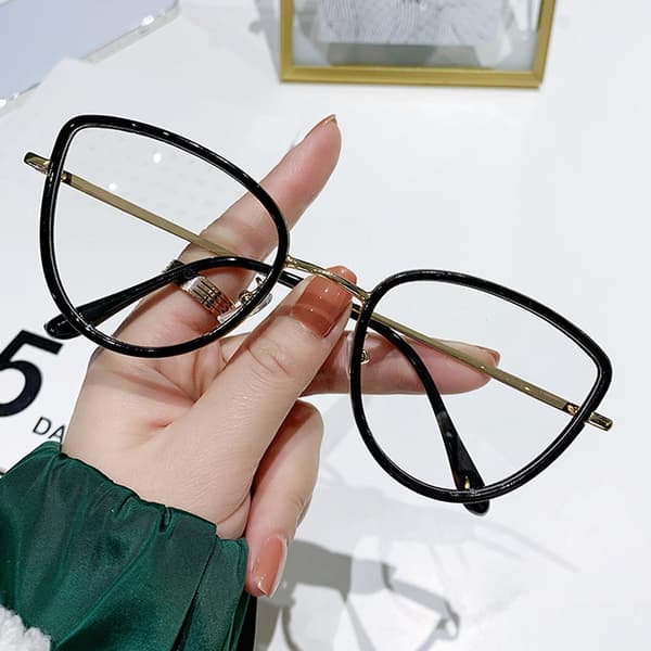 Blåt lysfilter Computerbriller Cat Eyes Stel Photochromic Linse Uv Blokerende Nuancer Briller Til Gaming Studerende Anti-blue Light Bright Black Gold Frame