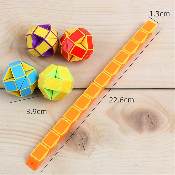 24 blokke Fidget Snake Cube, Mini Snake Lineal Twist Puslespil Legetøj til Børnefest Favors Tilbehør, Fidget Sensoriske Legetøj Colorful and White - 24Pcs