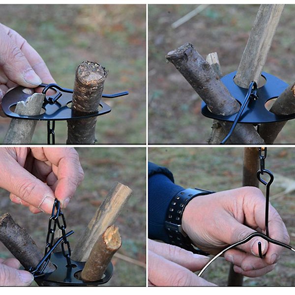 Sundick Camping Tripod Hängande Gryta Fäste Grillställ Hängare Rostfritt Stål Tripod För Hängande Gryta
