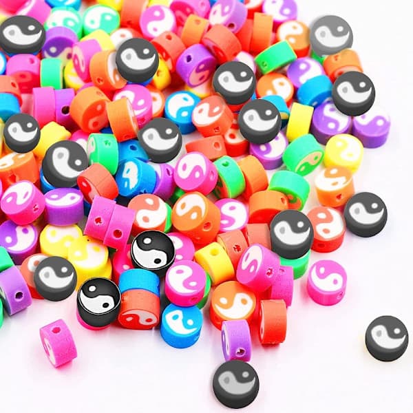 200 st Yin Yang Pärlor Polymerlera Mellanläggsskivpärlor