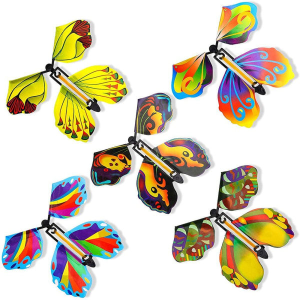 20-pack flygande set med uppfällbar fjärilsleksak i gummi, fjäril med ljusa färger