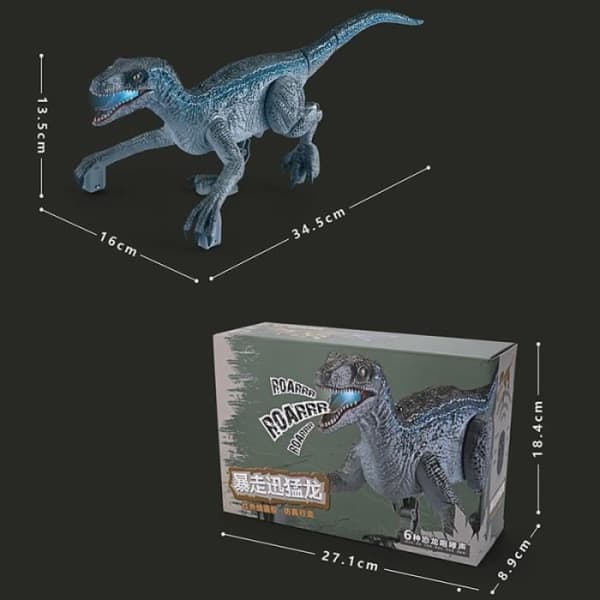 Fjernstyrt dinosaurleketøy - Radiostyrt robotdinosaur med kontroller - Gave til barn gutter 3 4 5 6+ år