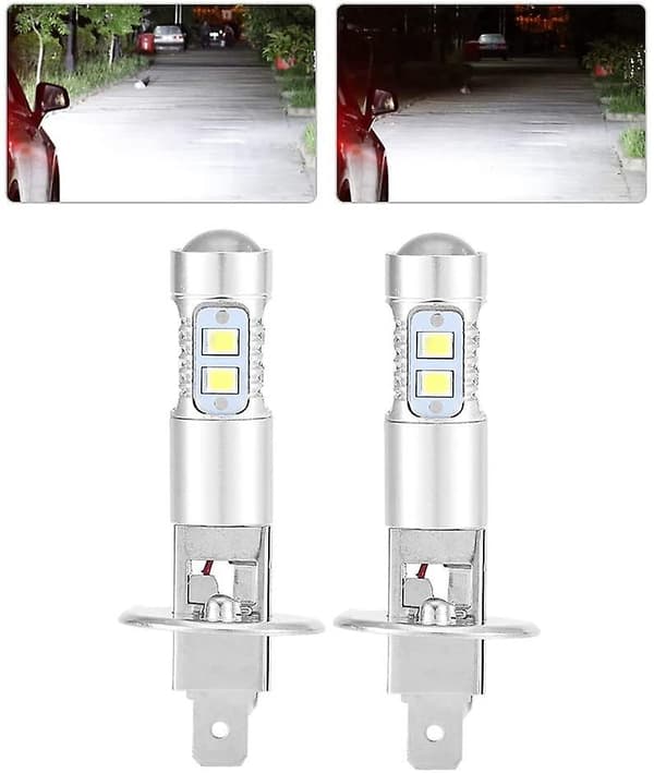 Hodelyspærer, 2x H1 6000k Super White 100w Led Hodelyspæresett Nærlys