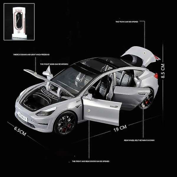 1:24 Tesla Model 3 Model Y Model S Model X Legering Gjutna Bilmodell Ljud Och Ljus Barnleksak Samlarobjekt Födelsedagspresent Roadster White