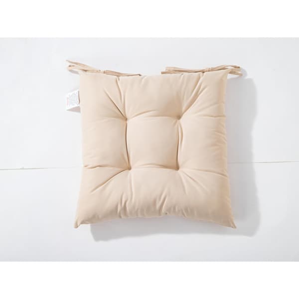 Tuolinpäällinen nauhalla, 4 kpl, beige, 40 x 40 cm