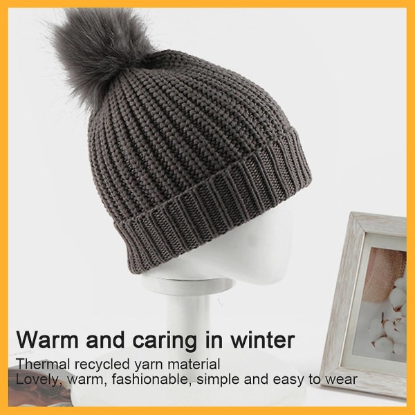 Hue til kvinder og mænd Vinterhue Dame Cuffed Beanies Hue Varm Huer Sort grey