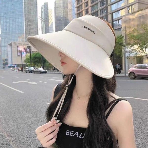 Foldbar solhatt med bred brem i is - beige
