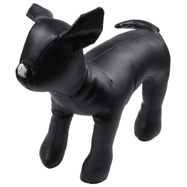 Læder Hund Mannequiner Stående Position Hund Modeller Legetøj Kæledyr Dyrehandel Display Mannequin Sort S