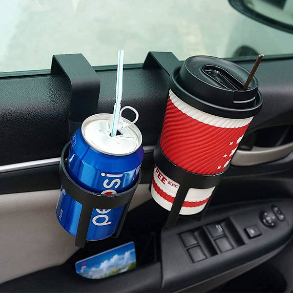 2 stk. Sort Auto Bil Kopholder, Plastik Bil Vand Kopholder Sort Bil Drikkeholder Lastbil Sæde Kopholder til Flaske, Termoskopper, Drikkedåser