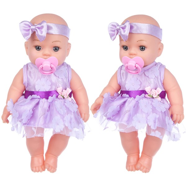 Rebirth White Doll Vinyl Silikon Nyfödd Leksak Present -12 Tum Med Livsliknande Funktioner 30x5x17cm Purple  Pink