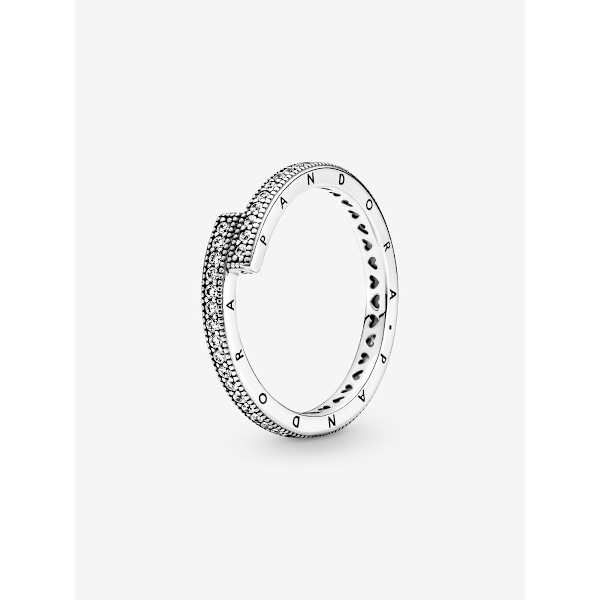 Pandora – Glitrende overlappende ring – Sterlingsølv Circumference: 54mm