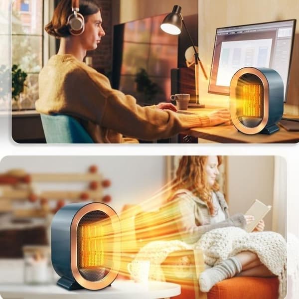 Mini energibesparende elvarmer, elektrisk ventilatorvarmer, hjælpevarmer, 2 tilstande (blå)