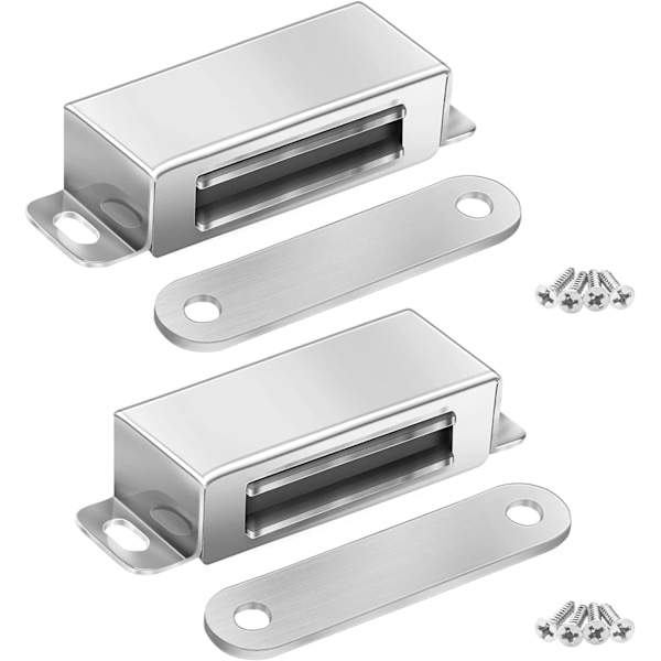 Magnetisk dørstopper - Sterk magnet - Skaplåser - Magnetisk maskinvare - Rustfritt stål - Krom - Dørlukker for baderom - Skyvedør - Vindu - Skap L
