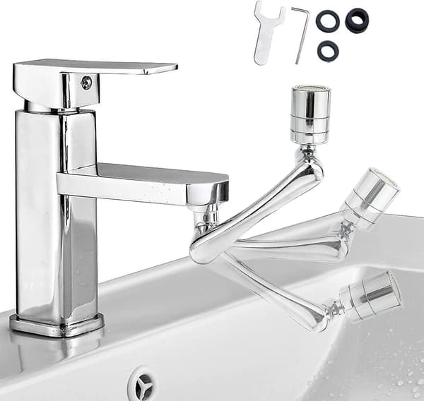 2-pakning Universal 1080° svingbar kranlufter, svingbar forlengelse, Universal kranvifte for