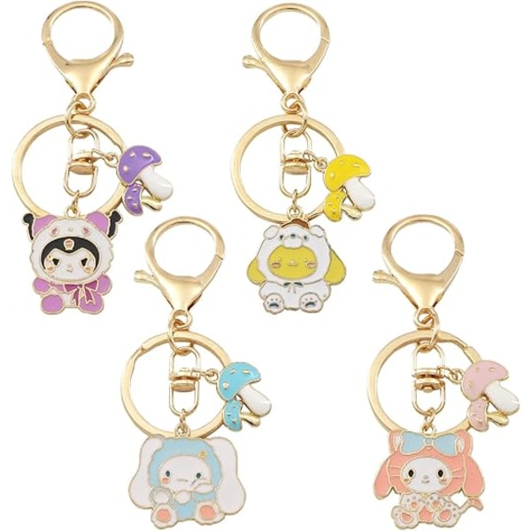 Nøkkelring inkludert Kawaii nøkkelring 4 stk Søt veskeanheng Gave til barn Mini Anime figur Nøkkelring