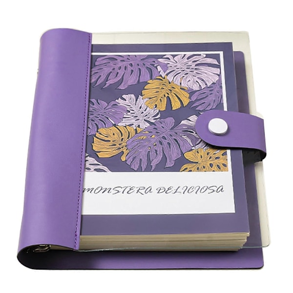 A5 B5 Ringbind Notesbog 120 Sider Kunstlæder Omslag Linjeret Løsblad Notesbog Metal Trykknap Personlig Journal Purple A5