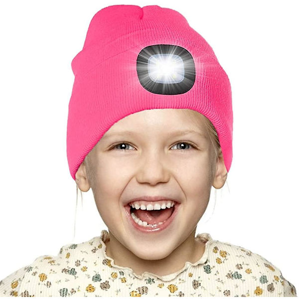 Led-valaistu pipo lapsille. Ladattava 4 Led-otsalampun pipo. Neulotu, talvi