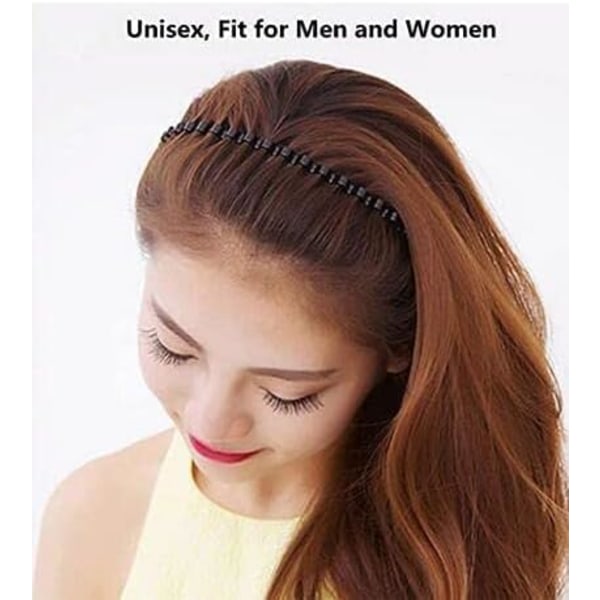 Unisex svart elastisk vågig fjädervåg metall sporthårbåge flicka huvudband till män (5 st)