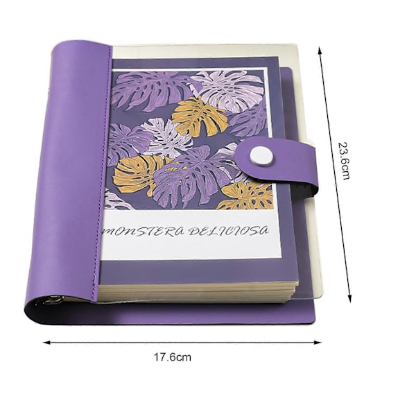 A5 B5 Ringbind Notesbog 120 Sider Kunstlæder Omslag Linjeret Løsblad Notesbog Metal Trykknap Personlig Journal Purple A5