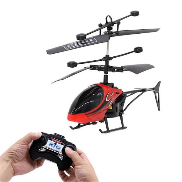 Fjernbetjent helikopter indbygget LED-lys, højdehold RC Gyro-fly, 3-kanals, 2,4 GHz flyvende dronelegetøj til børn Red