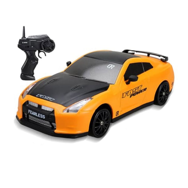 Liukuva pieni AE86 kauko-ohjattava auto 4WD kilpa-auto, ladattava nopea lasten lelu, Auto GTR lelu - Yellow