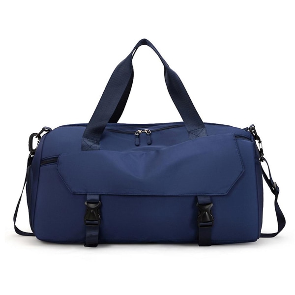 Liten treningsveske Sport Reise Duffel bags Weekender Overnatting Bag med våt lomme og sko rom blue