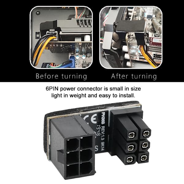 PH36B 6PIN 180 Graders Vinklet Strømadapter Interface Konverter Stik