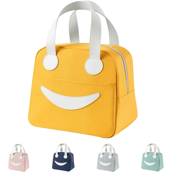 Insulated Lunch Bag Cute Tote Bag Easy Clean Lunch Box Bag Suitable for Women Men Girls Boys Kids(Yellow)