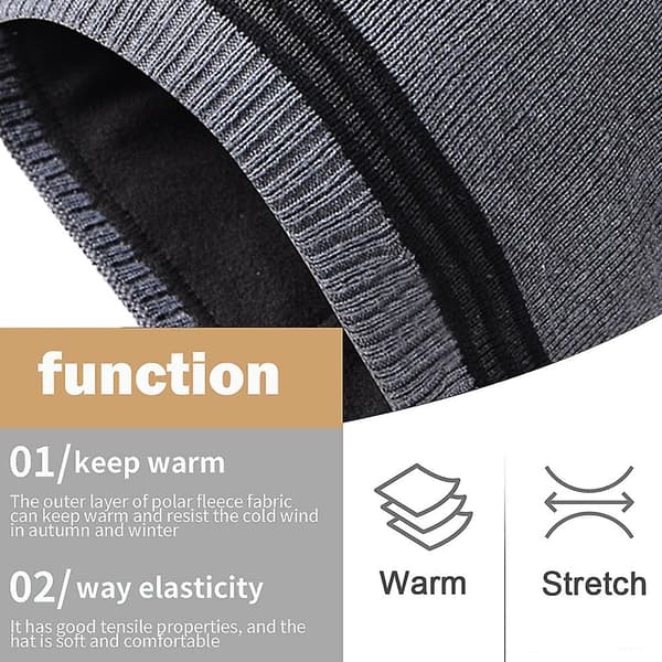 Herre Vinter Beanie Hat  Beanie Cap Varm Blød  Foret Cap Til Kvinder Sort+sort Black*medium gray