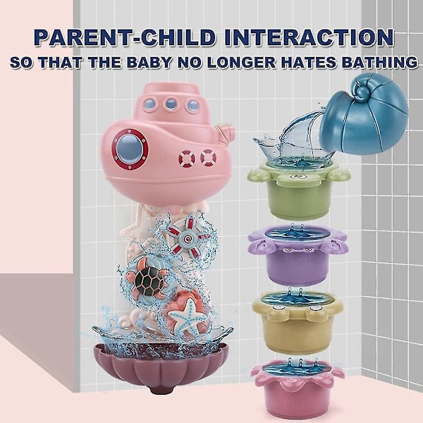 Baby badleksaker med baby bad staplingskopp gåva för pojkar B
