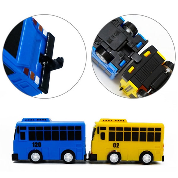 Liten buss Tayo lekesett, mini modell tilbaketrekningsbil, for jenter og gutter, barnas festfavoritter, barnegaver M 4pcs