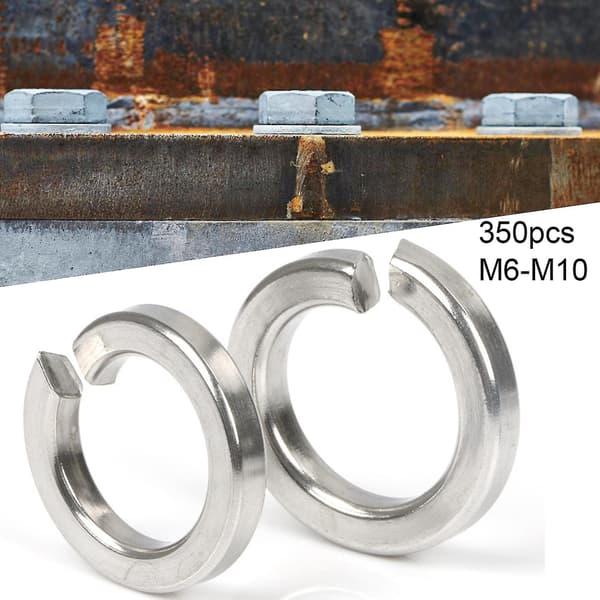 350 stk. M6-m10 1/4-3/8 tommer flad skive lækage forebyggelse slidstærk rustfrit stål hardware skive sortiment sæt til industrien