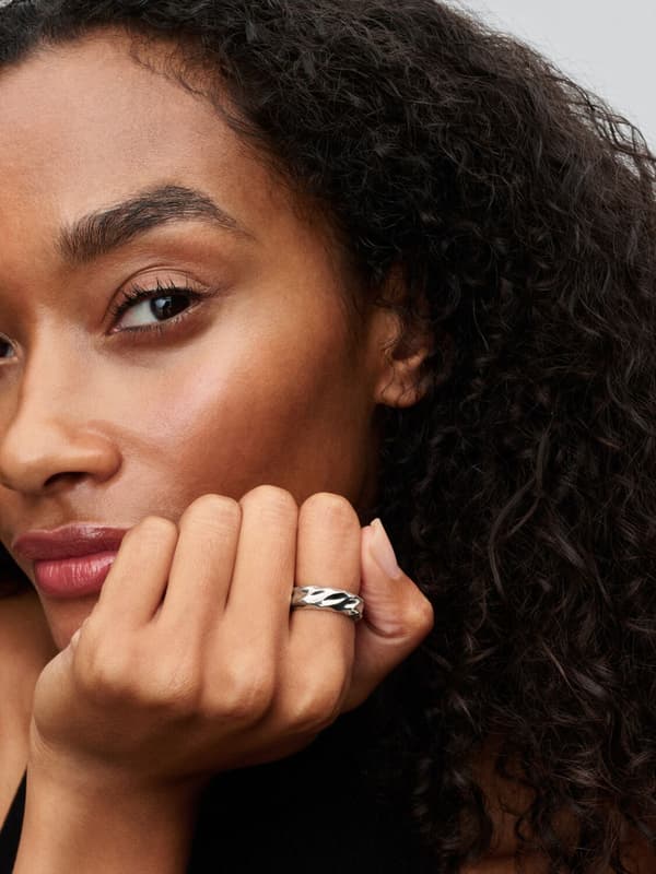 Pandora - Rippled Wide Band Ring - Sterling silver Circumference: 52mm