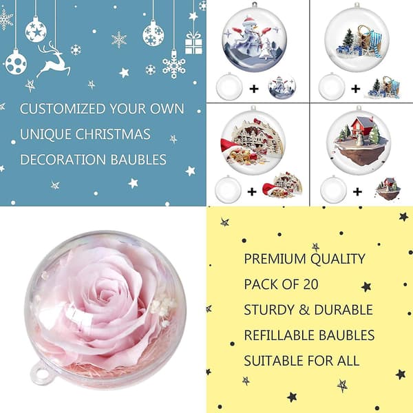 10 stk Klare Kulepynt, Juletrærpynt Kulepynt Fyllbare Klare Plastkuler Til Fylling, Julepynt