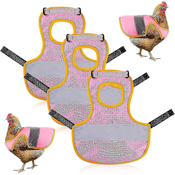 3 stk. Hønse Refleksvest Justerbar Kyllingsele Gå Kylling Sal Kylling Forkle For Høner Fjærbeskyttelse Holder For And Høner Gås Poult pink