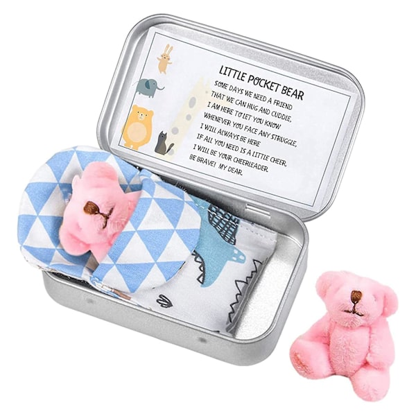 Liten fickbjörn i burk - bekväma små björnleksaker i liten låda - små fickbjörnsgåvor pink