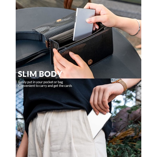 Kortplånbok för män Kreditkortshållare RFID-blockerande pop-up-korthållare Dam Minimalistisk plånbok Smal RFID-plånbok