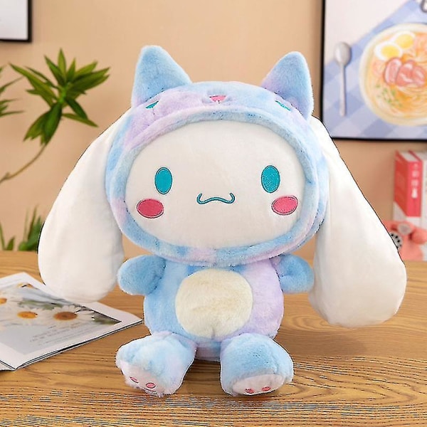 27-80cm Sanrio Cinnamoroll plyschleksaker Animation Derivatives Färgglad Baby Cinnamon Plyschleksak Med Stora Öron Som Förvandlas Till Tiger blue 37CM