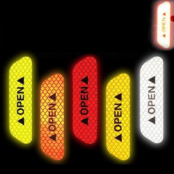 4 st/set Bildörrdekaler DIY Bil ÖPPEN Reflextejp Varningsmärke Reflex Öppen Notis Cykeltillbehör Bildekoration 4Pcs Yellow