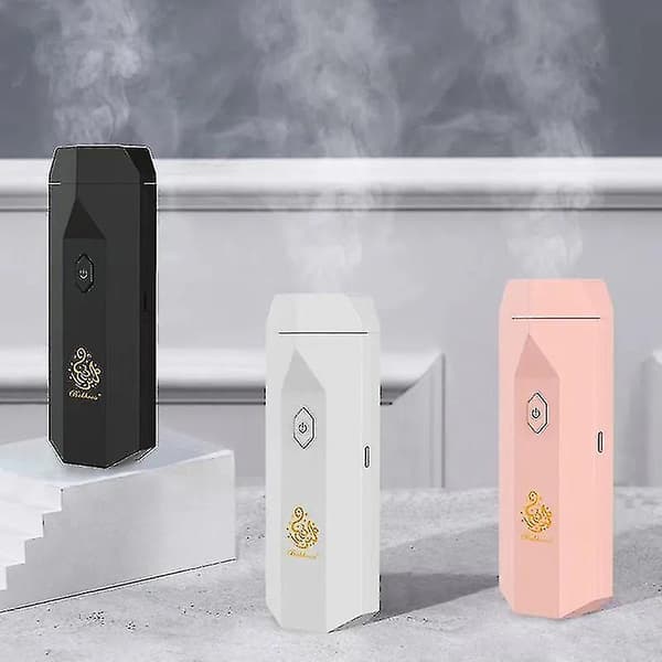 Elektrisk hårbørste røgelse brænder til Bakhoor Ramadan Dukhoon arabisk aroma diffuser til hjemmet kontor bil genopladelig mini Usb Hk Black