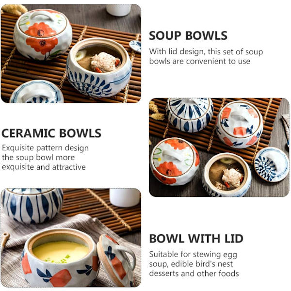 1 stk Keramisk Gryterett Gryte Dampende Suppe Fargerik Keramisk Skål Keramisk Kokebord Servise Mini Suppe Leire Gryte Suppe Gryte Keramisk Dampende Kopp Japansk Stil