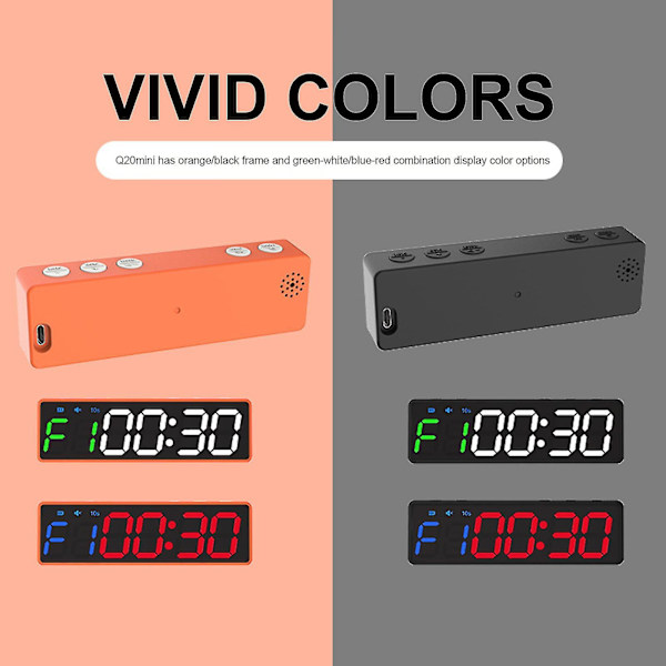 LED Treningstimer for Treningsstudio - Intervalltimer, Nedtelling, Stoppklokke orange