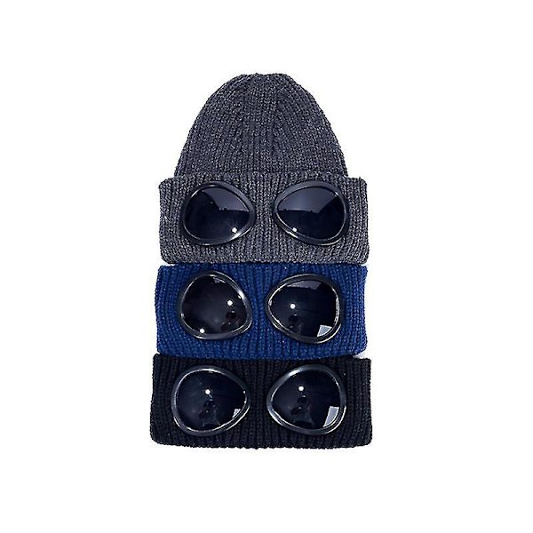 2024 016a Bomull Strikket Lettvekts Goggle Lue Dark gray